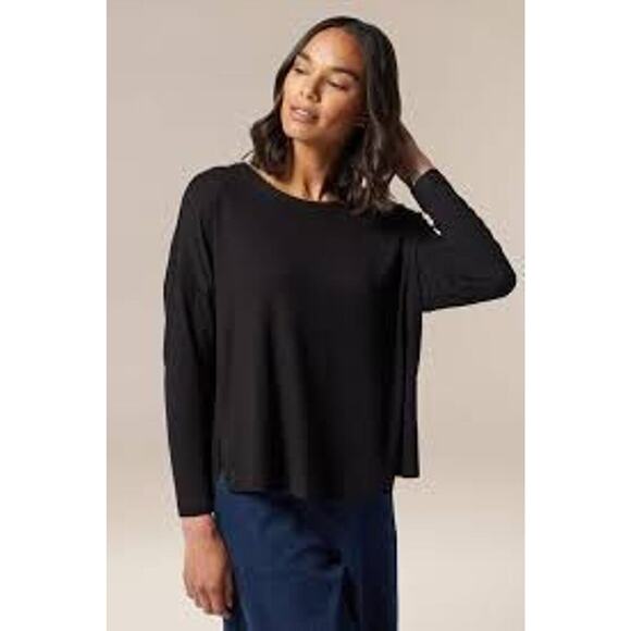 527 ANTHROPOLOGIE WAFFLEKNIT BLACK LONG SLEEVE XS OVERSIZED WN - Picture 1 of 1